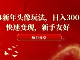 2024新年头像玩法，日入300+，快速变现，新手友好【揭秘】