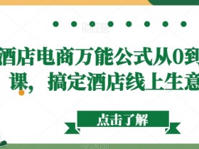 酒店电商万能公式从0到1视频课，搞定酒店线上生意问题