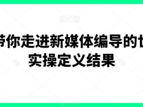 一步带你走进新媒体编导的世界，实操定义结果