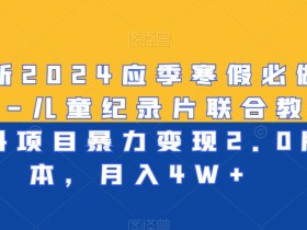 最新2024应季寒假必做项目-儿童纪录片联合教辅资料项目暴力变现2.0版本，月入4W+【揭秘】