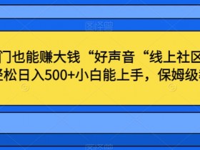不出门也能赚大钱“好声音“线上社区玩法，轻松日入500+小白能上手，保姆级教程【揭秘】