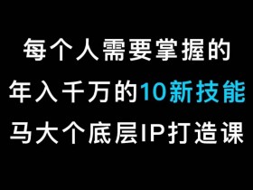马大个的IP底层逻辑课，​每个人需要掌握的年入千万的10新技能，约会底层IP打造方法！
