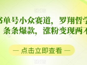 中视频书单号小众赛道，罗翔哲学语录混剪，条条爆款，涨粉变现两不误【揭秘】