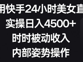 利用快手24小时美女直播，实操日入4500+，时时被动收入，内部姿势操作【揭秘】