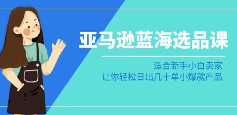 亚马逊-蓝海选品课:适合新手小白卖家,让你轻松日出几十单小爆款产品