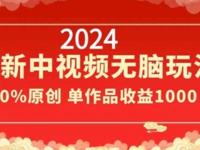 2024最新中视频无脑玩法，作品制作简单，100%原创，单作品收益1000＋【揭秘】