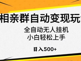 相亲群自动变现玩法，全自动无人自动运行，小白轻松上手，日入500+【揭秘】