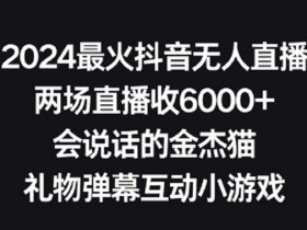 2024最火抖音无人直播，两场直播收6000+，礼物弹幕互动小游戏【揭秘】