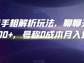 抖音手相解析玩法，聊聊天日入300+，号称0成本月入过万【揭秘】