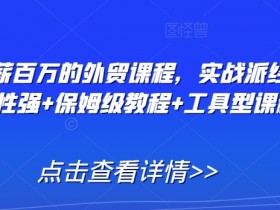 打造年薪百万的外贸课程，实战派经验+实操性强+保姆级教程+工具型课程