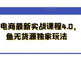 闲鱼电商最新实战课程4.0，闲鱼无货源独家玩法
