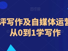 小说书评写作及自媒体运营教程，从0到1学写作