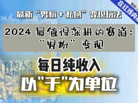 【私域流量最值钱】把“男粉”流量打到手，你便有无数种方法可以轻松变现，每日纯收入以“千”为单位