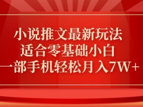 小说推文最新真人哭玩法，适合零基础小白，一部手机轻松月入7W+【揭秘】
