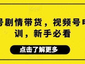 视频号剧情带货，视频号电商培训，新手必看