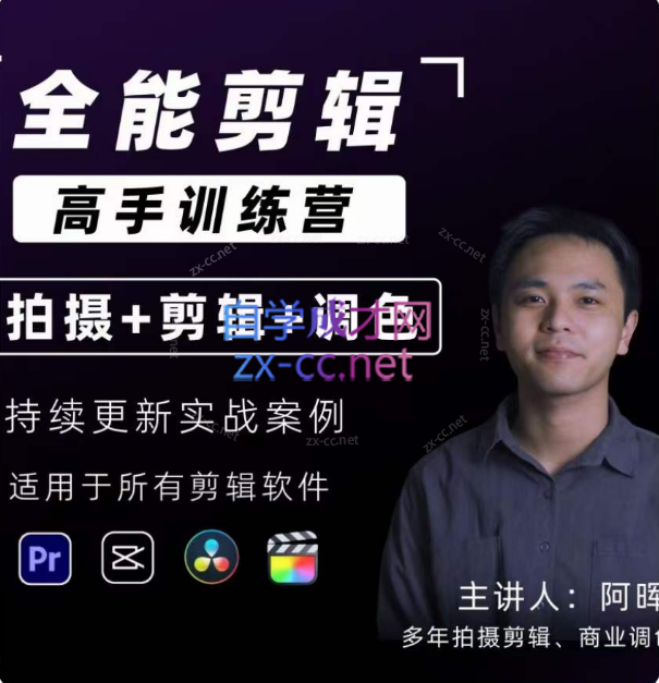 阿辉【全能剪辑高手训练营】剪辑思维+达芬奇调色+拍摄技巧一站教学