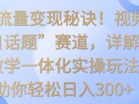 掌握流量变现秘诀！视频号“今日话题”赛道，详解保姆式教学一体化实操玩法，助你轻松日入300+【揭秘】