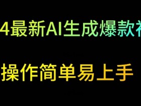 2024最新AI生成爆款视频，日入500+，操作简单易上手【揭秘】