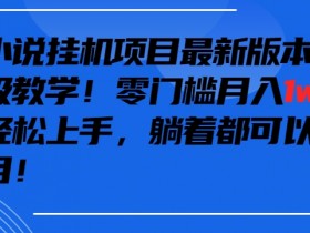 抖音最新小说自动运行项目，保姆级教学，零成本月入1w+，小白轻松上手【揭秘】