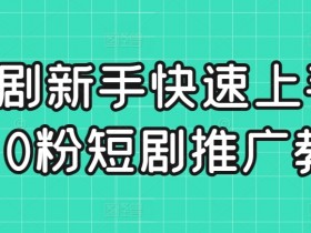 短剧新手快速上手课，0粉短剧推广教程