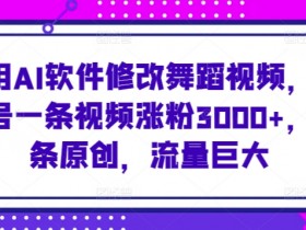 使用AI软件修改舞蹈视频，视频号一条视频涨粉3000+，条条原创，流量巨大【揭秘】