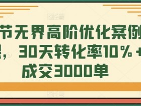8节无界高阶优化案例课，30天转化率10%+成交3000单