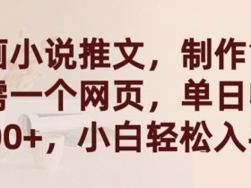漫画小说推文，制作简单只需一个网页，单日收益2000+，小白轻松入手【揭秘】
