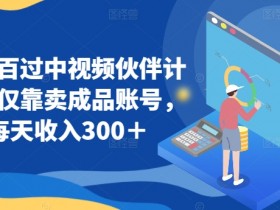 百分百过中视频伙伴计划，仅靠卖成品账号，每天收入300＋【揭秘】