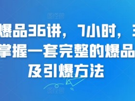 超级爆品36讲，7小时，36堂课，掌握一套完整的爆品打造及引爆方法