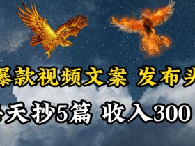 通过抄爆款视频文案，每天轻松三五张，操作简单容易上手【揭秘】