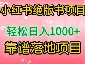 小红书绝版书项目，轻松日入1000+，靠谱落地项目【揭秘】