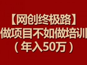 【网创终极路】做项目不如做项目培训，年入50万【揭秘】
