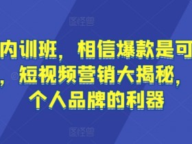 流量内训班，相信爆款是可以重复的，短视频营销大揭秘，打造个人品牌的利器