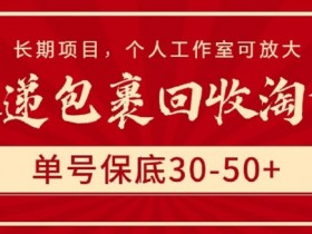 快递包裹回收淘金，单号保底30-50+，长期项目，个人工作室可放大【揭秘】
