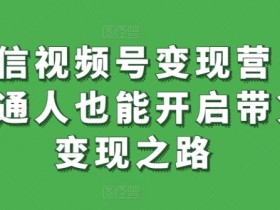 微信视频号变现营，普通人也能开启带货变现之路