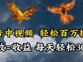 抖音中视频轻松百万播放，有播放就有收益，每天轻松两三张【揭秘】