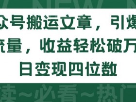 公众号搬运文章，引爆私域流量，收益轻松破万，单日变现四位数【揭秘】