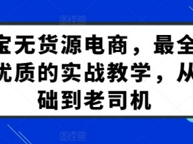 淘宝无货源电商，最全面最优质的实战教学，从基础到老司机