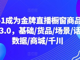 从0-1成为金牌直播橱窗商品卡运营3.0，基础/货品/场景/话术/数据/商城/千川
