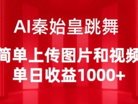 AI秦始皇跳舞，简单上传图片和视频，单日收益1000+【揭秘】