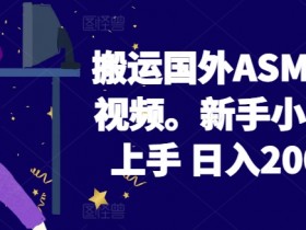 2024搬运国外ASMR 助眠视频，新手小白轻松上手 日入200左右【揭秘】