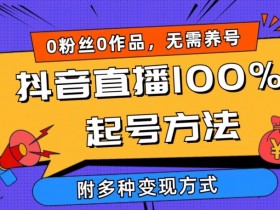 抖音直播100%起号方法 0粉丝0作品当天破千人在线 多种变现方式【揭秘】