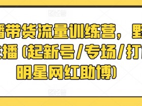 直播带货流量训练营，野路子主播(起新号/专场/打榜/明星网红助博)