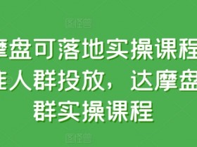 达摩盘可落地实操课程，精准人群投放，达摩盘人群实操课程