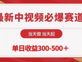 最新中视频必爆赛道，当天做当天起，单日收益300-500+【揭秘】