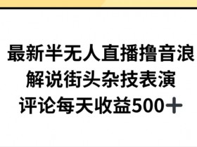 最新半无人直播撸音浪，解说街头杂技表演，平均每天收益500+【揭秘】