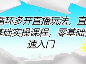 短循环多开直播玩法，直播0基础实操课程，零基础快速入门