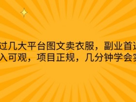 通过几大平台图文卖衣服，副业首选，收入可观，项目正规，几分钟学会实操【揭秘】