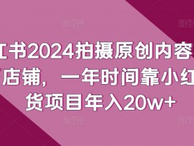 小红书2024拍摄原创内容打造百万店铺，一年时间靠小红书带货项目年入20w+