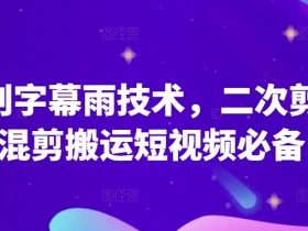 原创字幕雨技术，二次剪辑混剪搬运短视频必备【揭秘】
